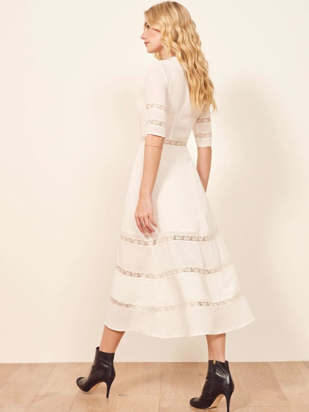 Reformation White Surrey Crepe Button Up Shirt Midi Dress Size 0 - 8553 - Picture 5 of 14